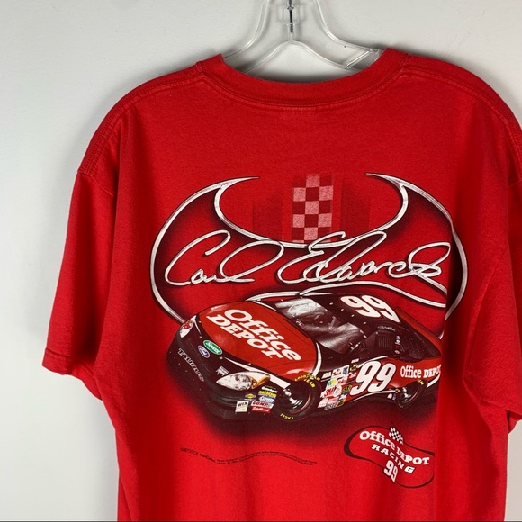 Nascar Carl Edwards 99 Office Depot Car Red Crewneck Short Sleeve T-Shirt - Picture 5 of 5